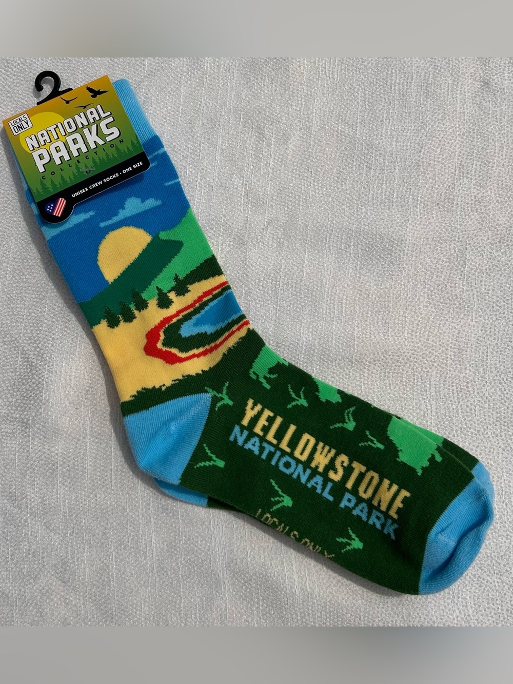 National Parks Yellowstone Crew Socks - Green/Blue